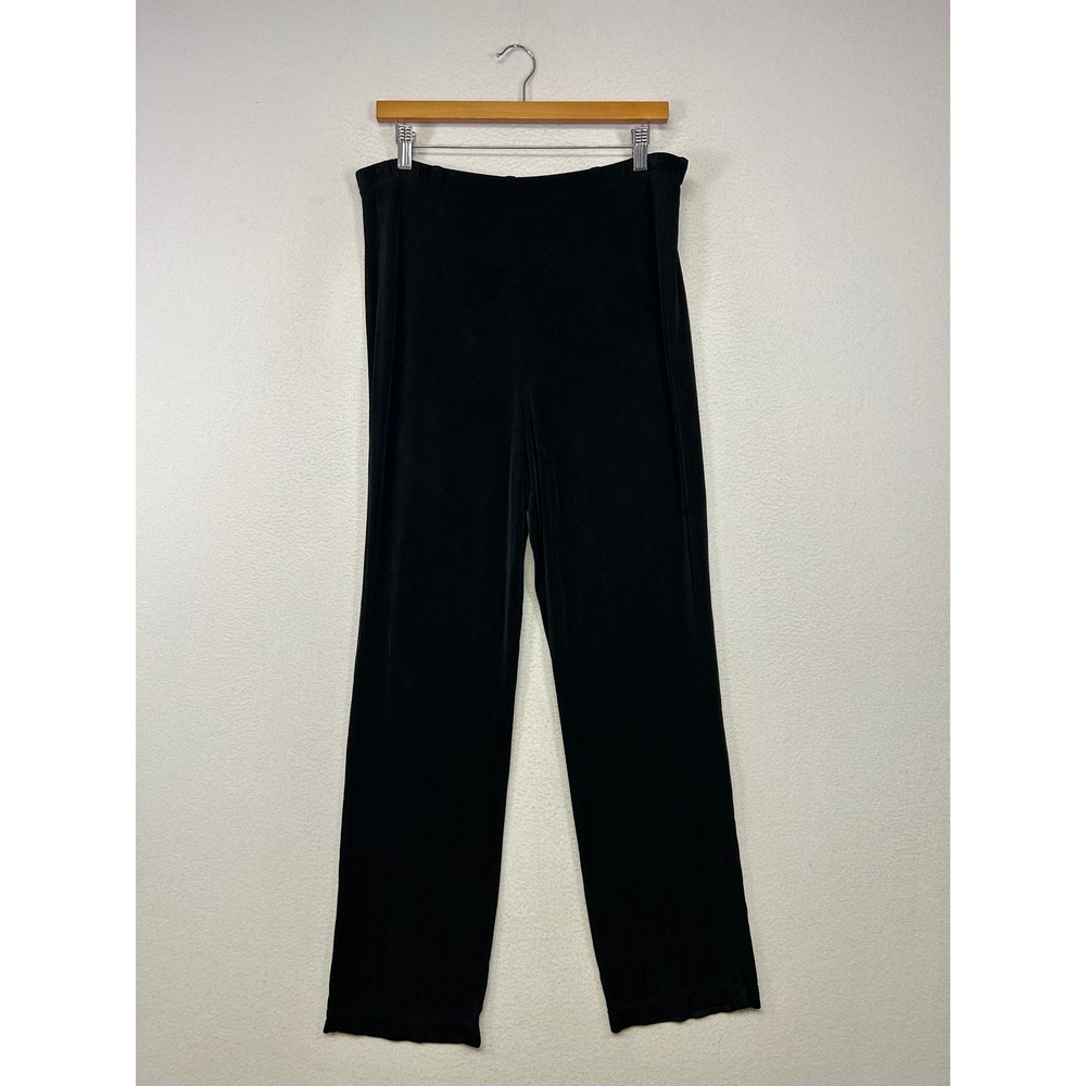Travel Minimalist Chicos Women Medium Black Travelers Ribbed Straight Leg Pants